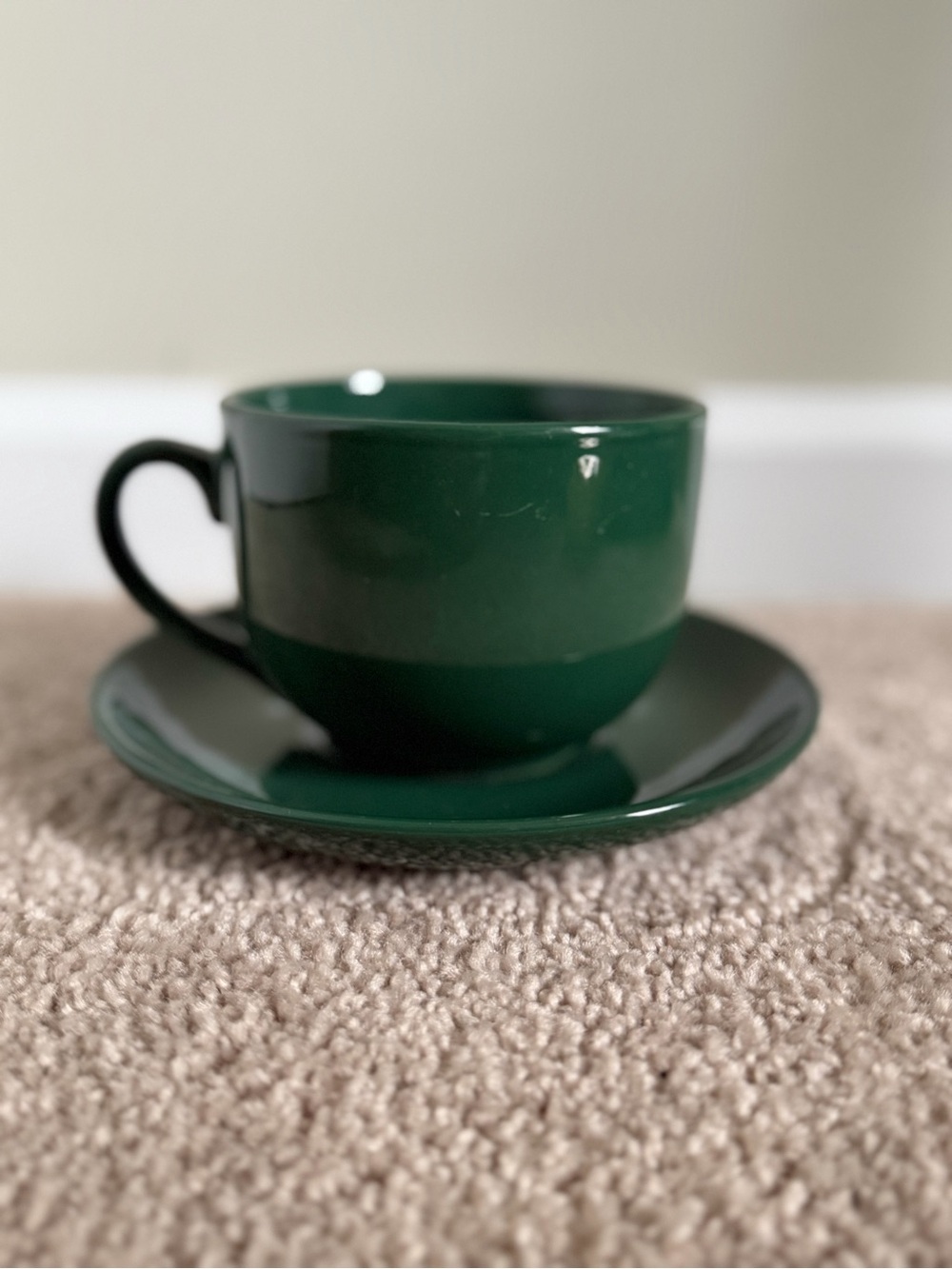 Classic Green Ceramic Cup & Saucer Set